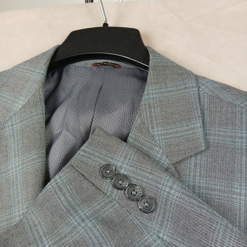 Oak Hill 2XL 52R Mens Blazer Sport Coat Gray Green Plaid Stretch